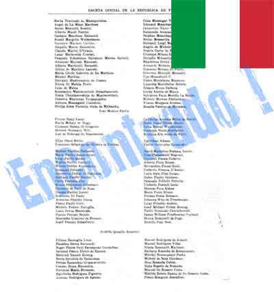 Gacetas Oficiales de Naturalizados ITALIA: Gaetano Borgia Disilvestro